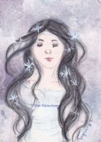 Snowflakes in her hair